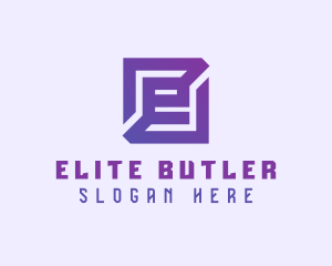 Purple Gaming Letter E logo design