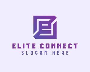 Purple Gaming Letter E logo design