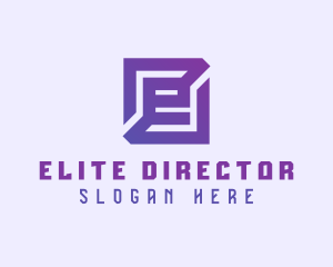 Purple Gaming Letter E logo design