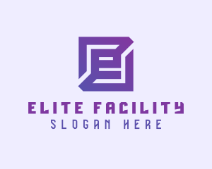 Purple Gaming Letter E logo design