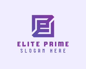 Purple Gaming Letter E logo design