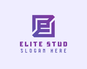 Purple Gaming Letter E logo design