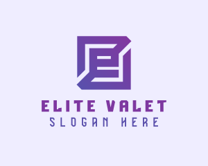 Purple Gaming Letter E logo design