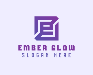 Purple Gaming Letter E logo design