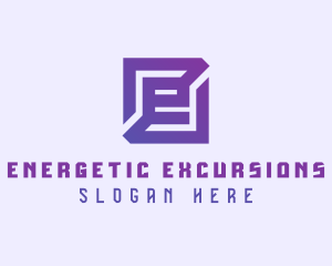 Purple Gaming Letter E logo design