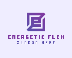 Purple Gaming Letter E logo design