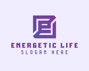 Purple Gaming Letter E logo design