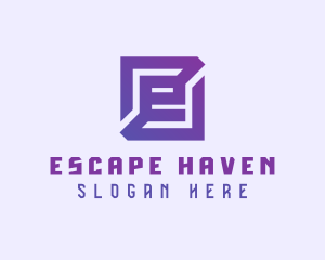 Purple Gaming Letter E logo design