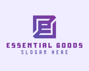 Purple Gaming Letter E logo design