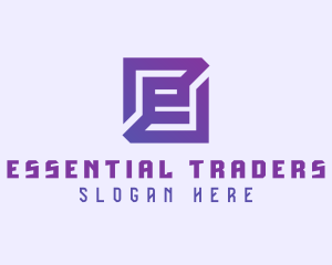 Purple Gaming Letter E logo design