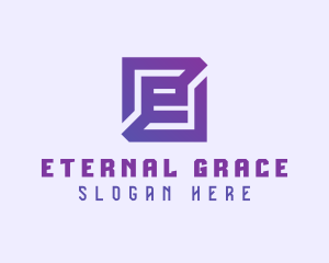 Purple Gaming Letter E logo design