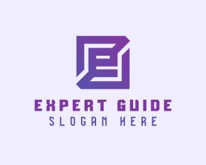 Purple Gaming Letter E logo design