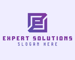 Purple Gaming Letter E logo design