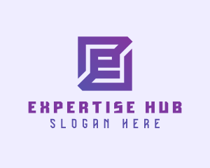 Purple Gaming Letter E logo design