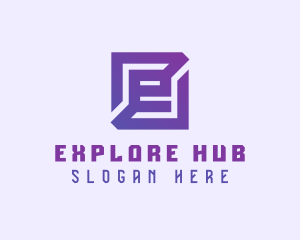 Purple Gaming Letter E logo design