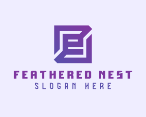 Purple Gaming Letter E logo design