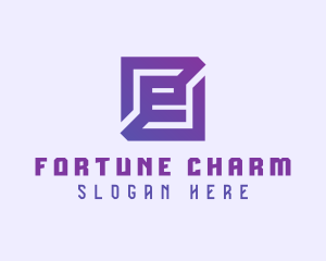 Purple Gaming Letter E logo design