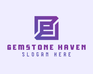 Purple Gaming Letter E logo design