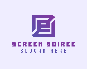 Purple Gaming Letter E logo design