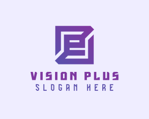 Purple Gaming Letter E logo design