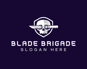 Skull Blade Knife logo design