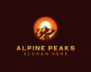 Mountain Sunset Peak logo design