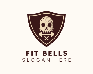 Pirate Skull Fitness Barbell logo design