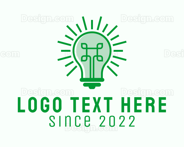 Green Digital Light Bulb Logo