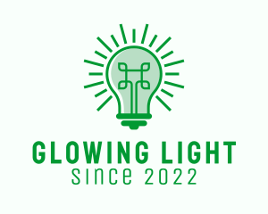 Green Digital Light Bulb  logo design