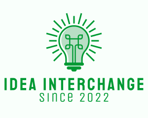 Green Digital Light Bulb  logo design