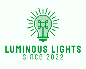 Green Digital Light Bulb  logo design