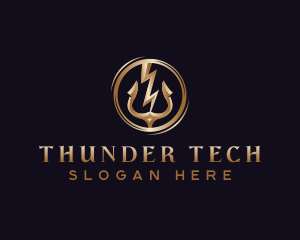 Lightning Thunder Trident logo design