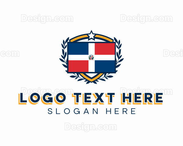 Dominican Flag Shield Logo