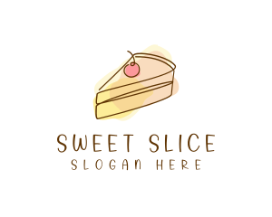 Cherry Cake Slice logo design