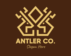 Minimal Symmetrical Deer Antlers logo design