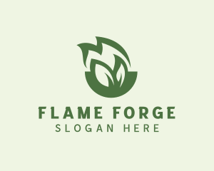 Green Leaf Fire logo design