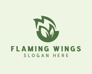 Green Leaf Fire logo design