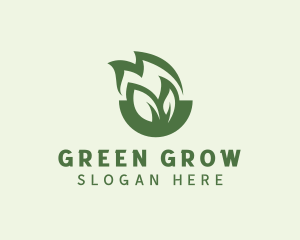 Green Leaf Fire logo design