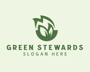 Green Leaf Fire logo design