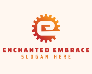 Mechanical Cog Gear Letter E logo design