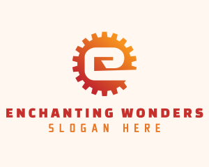 Mechanical Cog Gear Letter E logo design