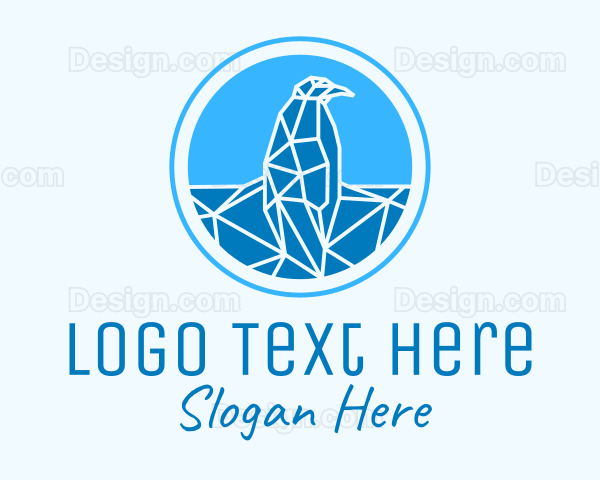 Blue Geometric Penguin Logo