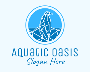 Blue Geometric Penguin  logo design