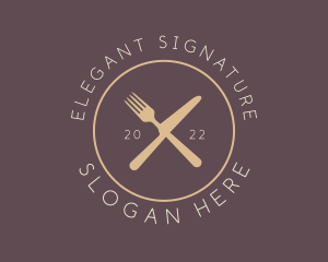 Cutlery Elegant Eatery logo design