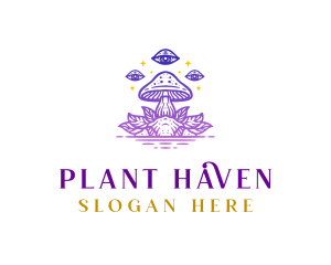 Psychedelic Mushroom Plant logo design