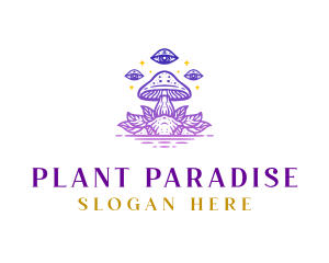 Psychedelic Mushroom Plant logo design