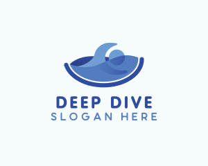 Human Swimming Wave logo design