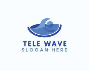 Human Swimming Wave logo design