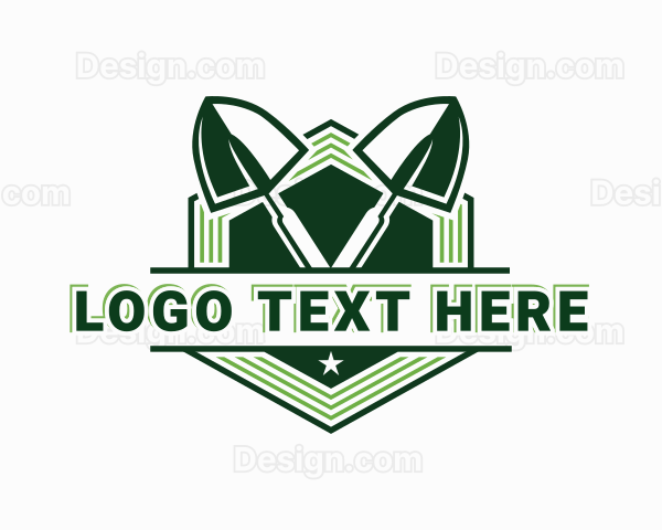 Shovel Gardening Lawn Logo