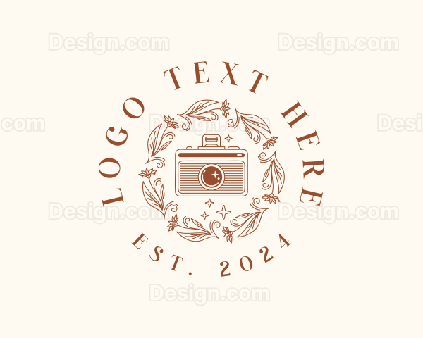 Camera Floral Wreath Logo